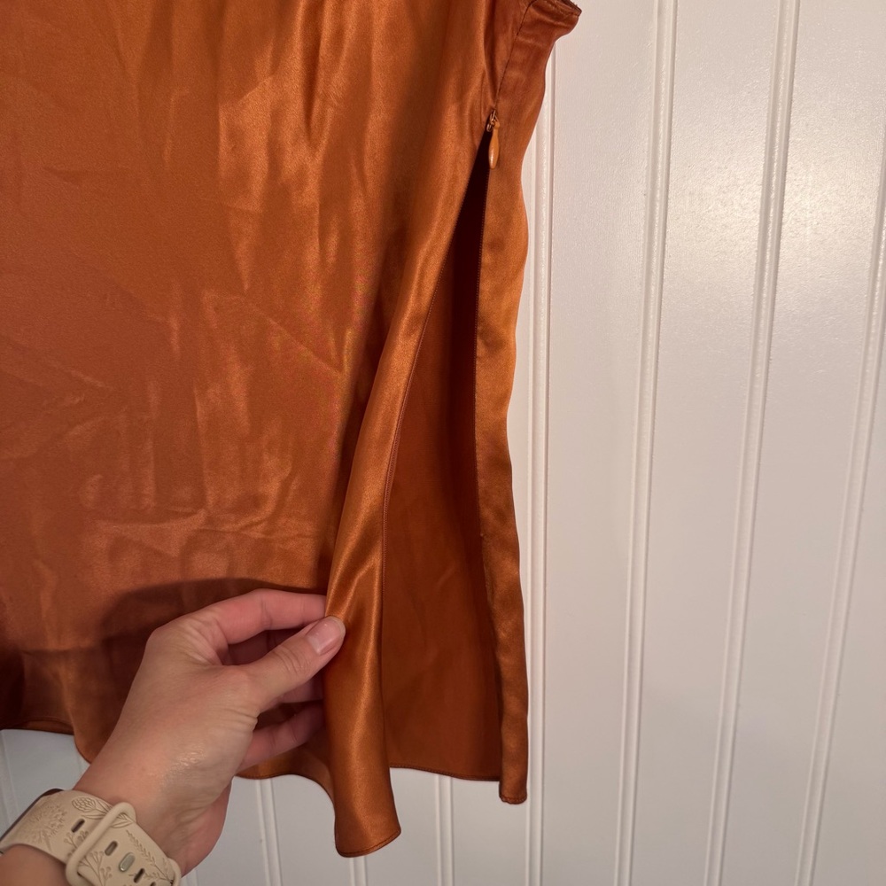 Ellen Tracy 100% Silk Cap Sleeveless Cowl Neck Blouse Tank Top Orange Size 8 - Picture 6 of 10